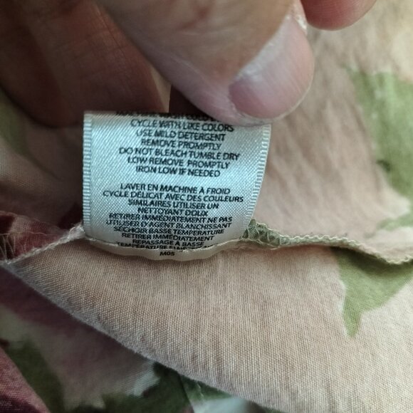 (854)Van Heusen Studio Blush Pink Button Front Floral Print Top Size L - Picture 8 of 8